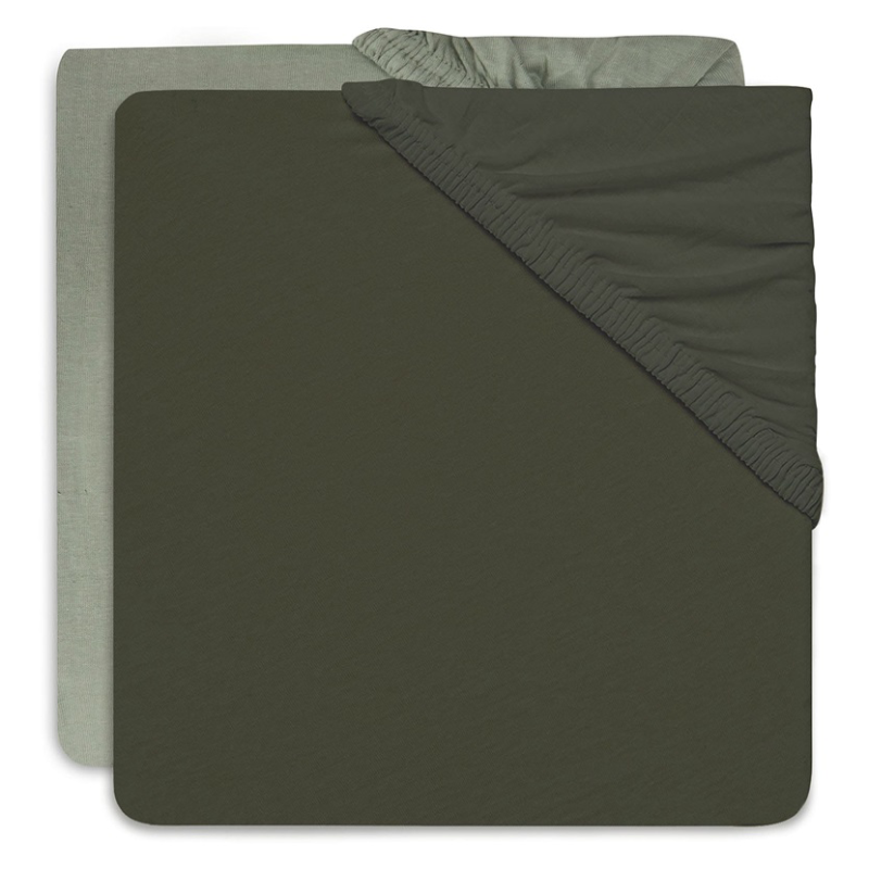 Picture of Jollein® Fitted Sheet Jersey Ash Green/Leaf Green 2pack 120x60