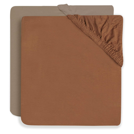 Picture of Jollein® Fitted Sheet Jersey Caramel/Biscuit 2pack 120x60