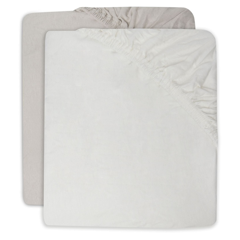Picture of Jollein® Fitted Sheet Jersey Ivory/Nougat 2pack 120x60
