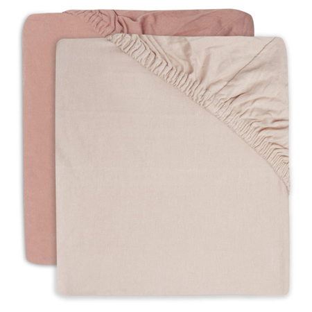 Picture of Jollein® Fitted Sheet Jersey Pale Pink/Rosewood 2pack 120x60