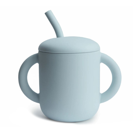 Picture of Mushie® Silicone Training Cup + Straw Powder Blue