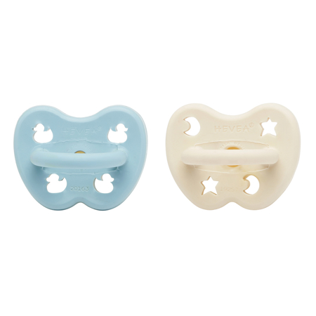 Picture of Hevea® Pacifier 2-pack - Baby Blue & Milky White (0-3M)