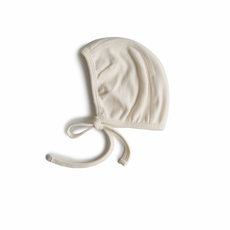 Picture of Mushie® Ribbed Baby Bonnet Ivory (0-3M)