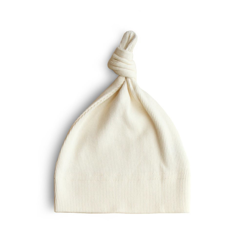 Picture of Mushie® Ribbed Baby Beanie Ivory (0-3M)