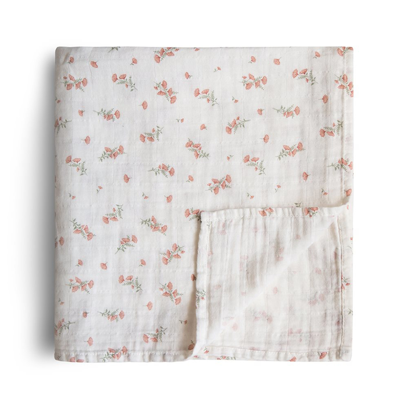 Picture of Mushie® Swaddle Pink Flowers 120x120