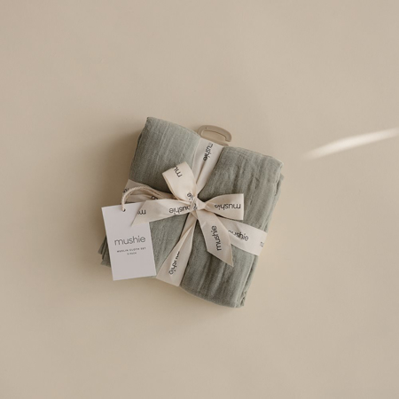 Picture of Mushie® Muslin Cloth 3-pack Sage 60x60
