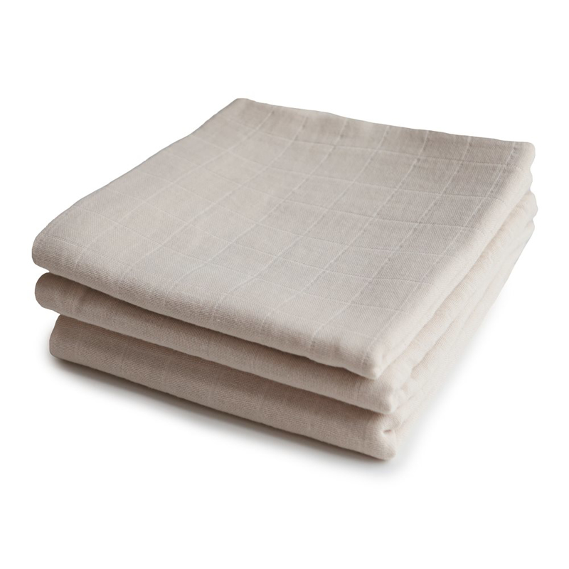 Picture of Mushie® Muslin Cloth 3-pack Fog 60x60
