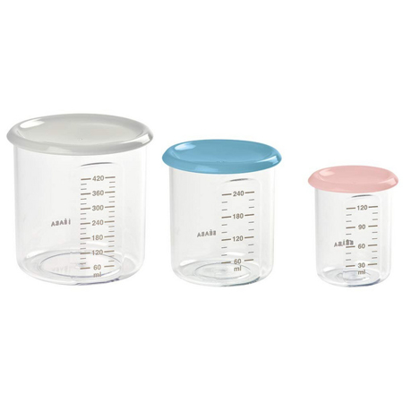 Picture of Beaba® Set of 3 conservation jars Pink / Windy Blue / Grey