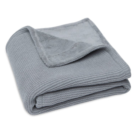 Jollein® Crib Blanket Basic Knit 100x75 Stone Grey/Coral Fleece