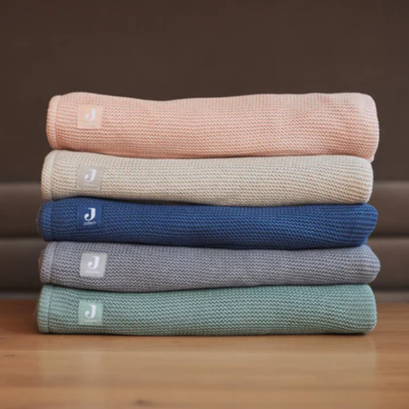 Picture of Jollein® Crib Blanket Basic Knit 100x75 Stone Grey/Coral Fleece