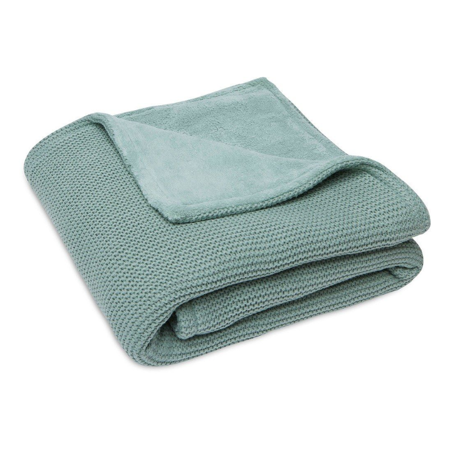 Jollein® Crib Blanket Basic Knit 100x75 Forest Green/Coral Fleece
