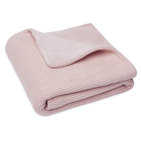 Jollein® Crib Blanket Basic Knit 100x75 Pale Pink/Coral Fleece