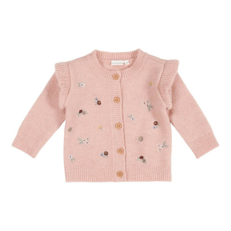Picture of Little Dutch®Knitted cardigan with embroideries Soft Pink (74)