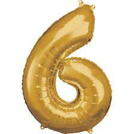 Picture of Amscan® Foil Balloon Large Numbe 6 (86 cm) Gold