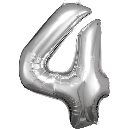 Picture of Amscan® Foil Balloon Large Numbe 4 (86 cm) Silver