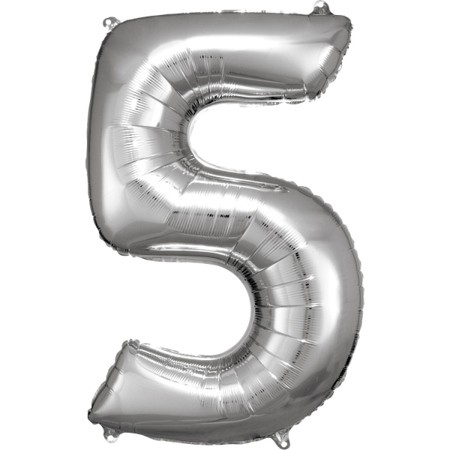 Picture of Amscan® Foil Balloon Large Numbe 5 (86 cm) Silver