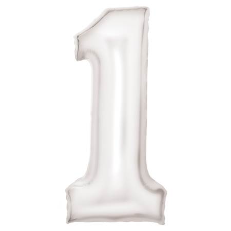 Amscan® Foil Balloon Large Numbe 1 (86 cm) Silk Lustre White