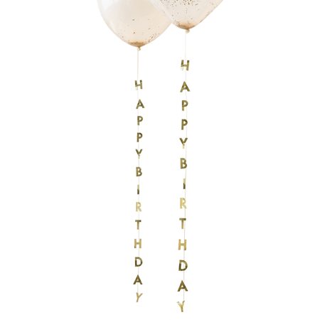 Ginger Ray® Gold Happy Birthday Balloon Tails