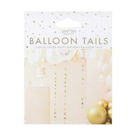 Picture of Ginger Ray® Gold Happy Birthday Balloon Tails