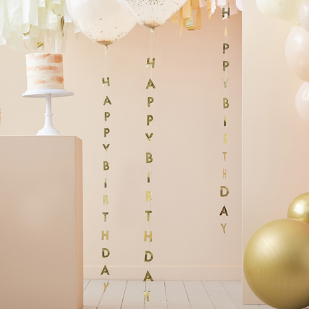 Picture of Ginger Ray® Gold Happy Birthday Balloon Tails