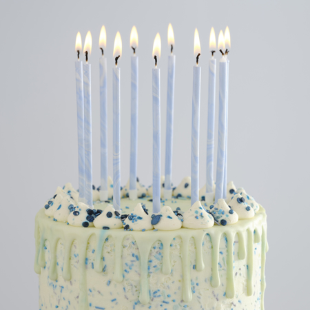 Picture of Ginger Ray® Blue Tall Marble Birthday Cake Candles 12 pcs