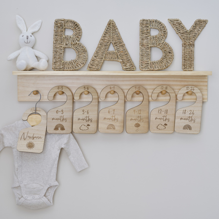 Picture of Ginger Ray® Wooden Hangers for organizing baby clothes Baby 