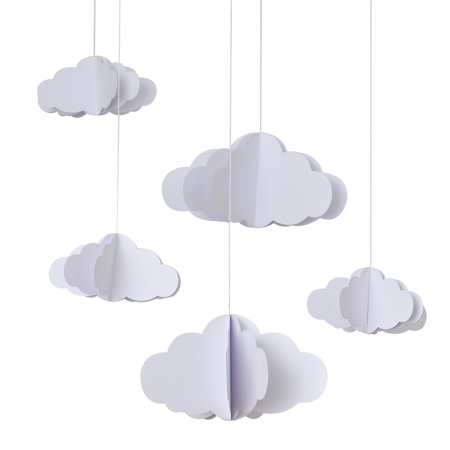 Ginger Ray® White 3D Hanging Cloud Decorations
