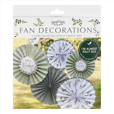 Picture of Ginger Ray® Hey Baby Paper Fan Baby Shower Decorations
