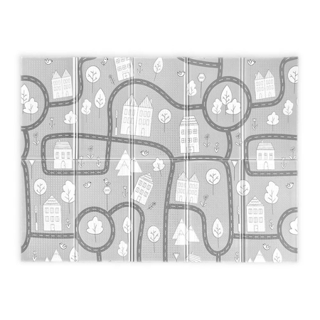 Picture of Evibell® Double-sided play mat 150x190 Dots/City Grey & Milestone Blanket Blue