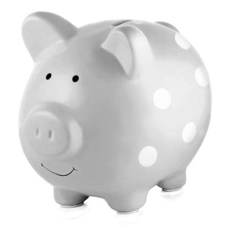 Picture of Pearhead® Polka dot piggy bank Grey
