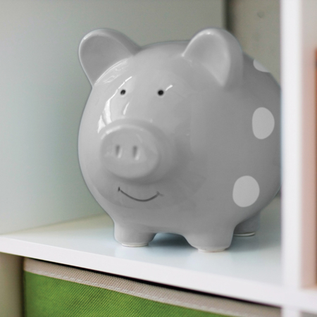Picture of Pearhead® Polka dot piggy bank Grey