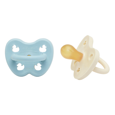 Picture of Hevea® Pacifier 2-pack - Baby Blue & Milky White (0-3M) 2pcs
