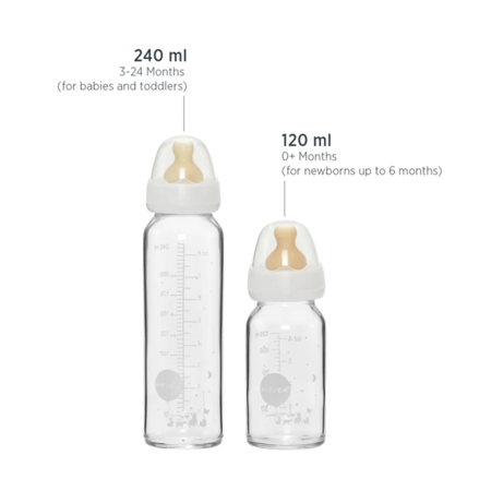 Hevea® Standard Neck Baby Glass bottle 240 ml (3-24M)