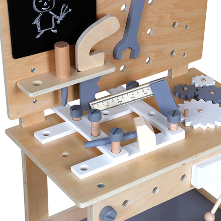 Evibell® Wooden Workbench with Tools Nature
