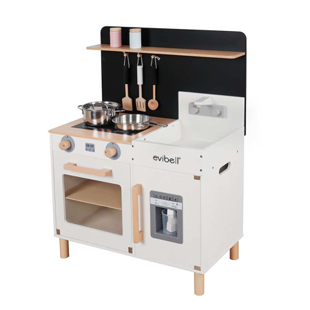 Evibell® Wooden Kitchen with Accessories Nature/White