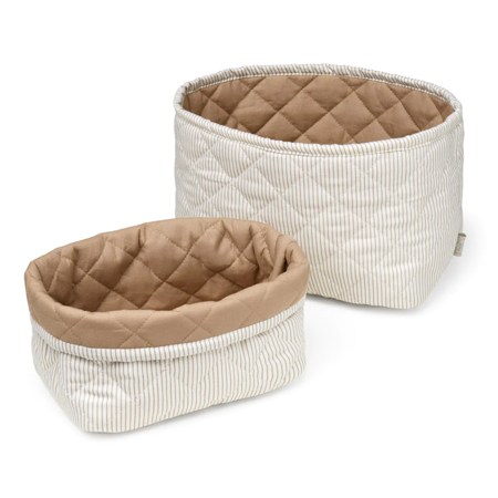 CamCam® Quilted Storage Baskets Classic Stripes Camel/ Camel