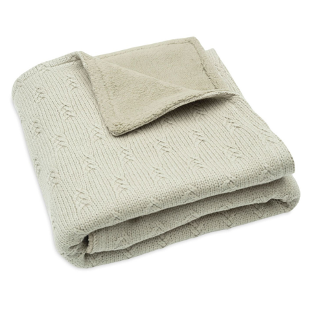 Jollein® Crib Blanket Grain Knit Olive Green/Velvet 75x100