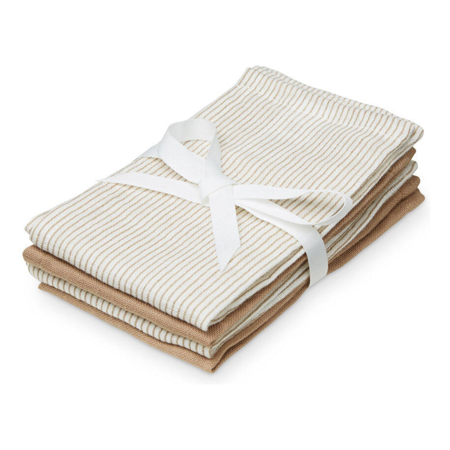 CamCam® Musling Cloth GOTS Mix Classic Stripes Camel, Camel 4pack 30x30
