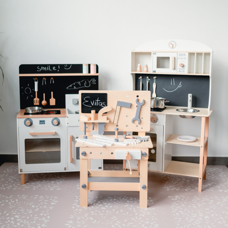 Picture of Evibell® Wooden Workbench with Tools Nature