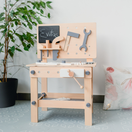 Evibell® Wooden Workbench with Tools Nature