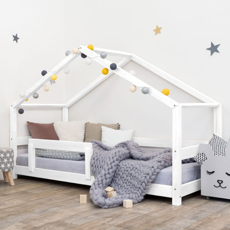 Picture of Benlemi® Children's House Bed LUCKY with Bed Guard 200x90 White