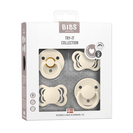 Picture of Bibs® Set of pacifiers Ivory Try-It Collection 6+