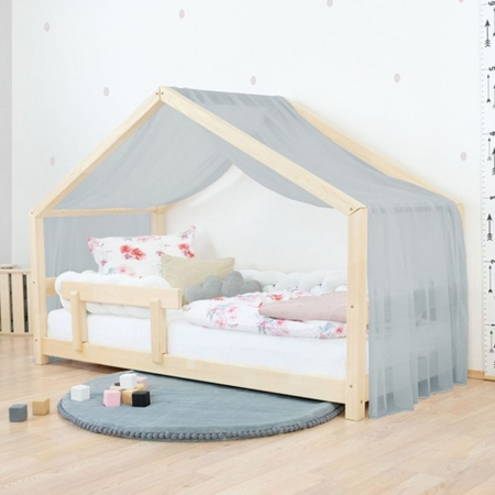 Picture of Benlemi® Children's House Bed LUCKY with Bed Guard 200x90 Natural