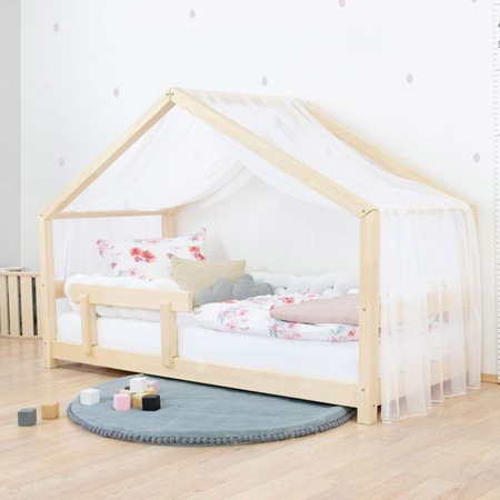 Picture of Benlemi® Children's House Bed LUCKY with Bed Guard 120x190 Natural