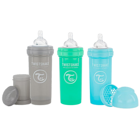Twistshake Anti-Colic Baby Bottle Value Pack 260ml (2+M) - Pastel Blue