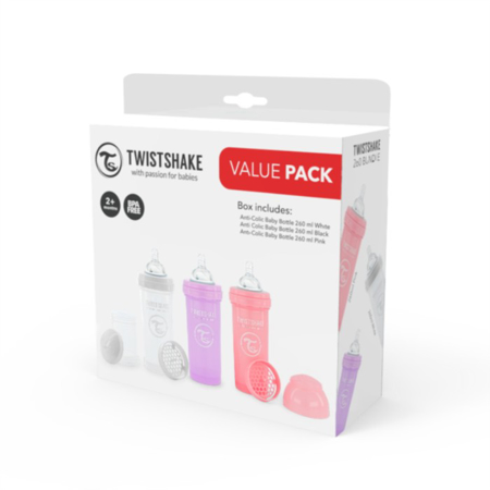 Picture of Twistshake Anti-Colic Baby Bottle Value Pack 260ml (2+M) - Pastel Blue