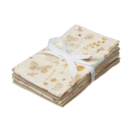Picture of CamCam® Musling Cloth GOTS Mix Butterflies, Latte 4pack 30x30