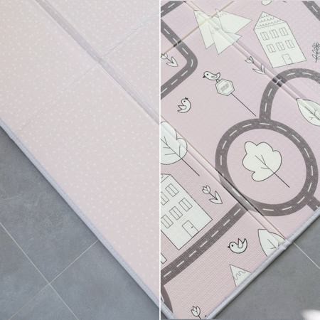Evibell® Foldable Play Mat 150x190 Dots/City Pink