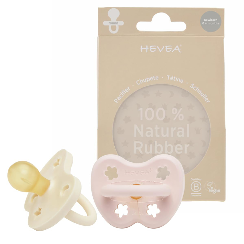 Picture of Hevea® Pacifier 2-pack - Powder Pink & Milky White (0-3M) 2pcs