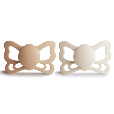 Frigg® Anatomical Silicone Pacifiers Butterfly Silky Satin/Cream (6-18m)